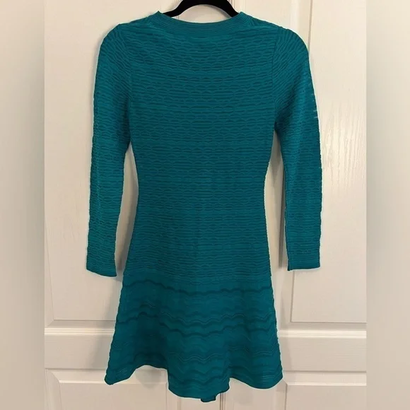 MISSONI XS Blue Sweater Dress Wool-Blend A-Line